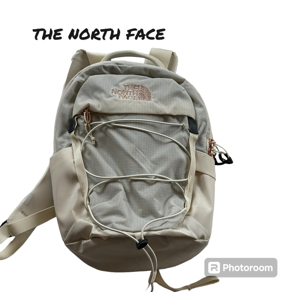 The North Face Mini Backpack Borealis White And Rose Gold.